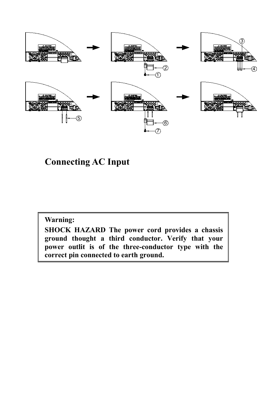 9 connecting ac input, Connecting ac input, Step 4 | Step 1, Step 5 step 2, Step 3 | B&K Precision XLN60026 - Manual User Manual | Page 109 / 207