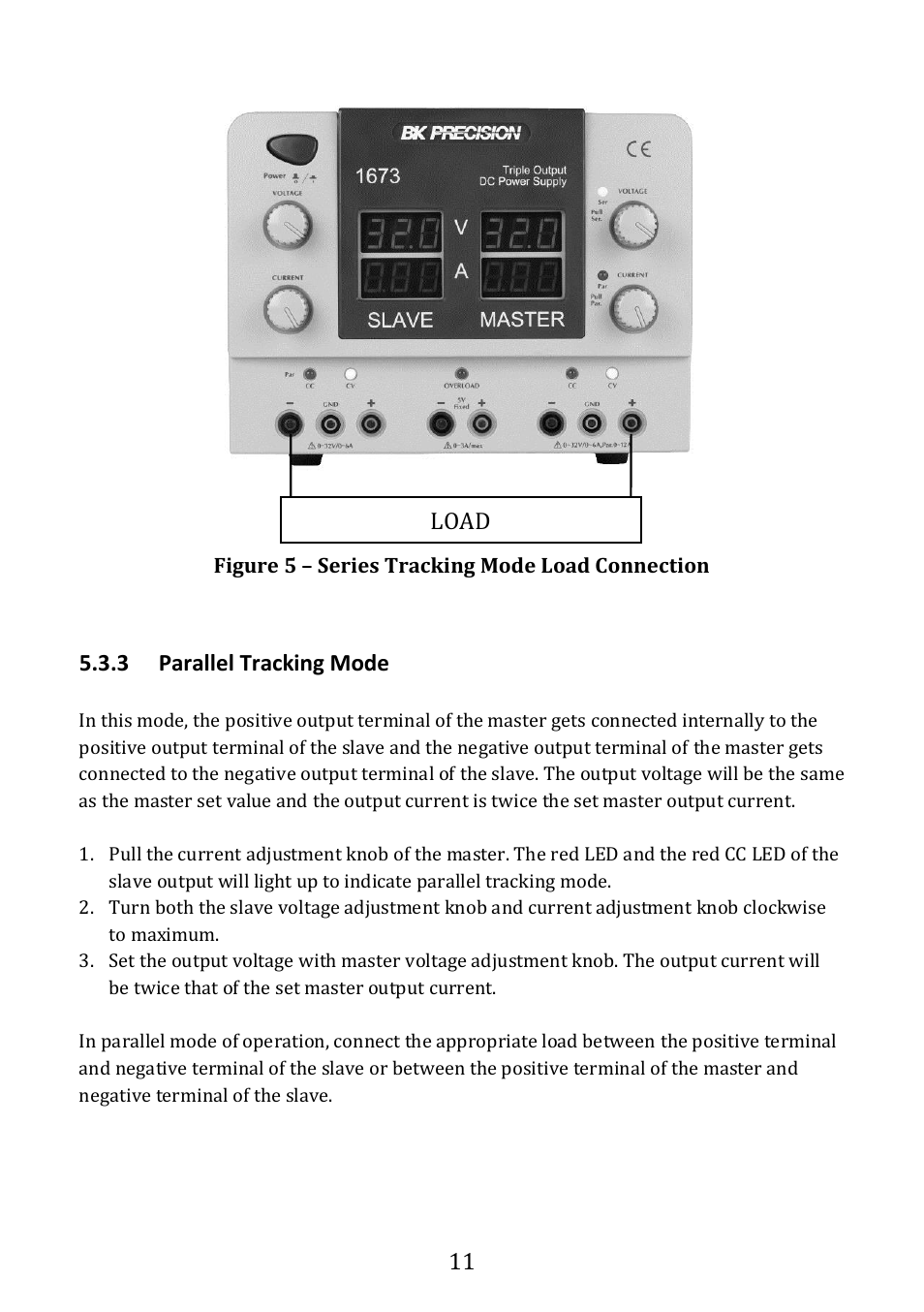 Parallel tracking mode, 3 parallel tracking mode, Load | B&K Precision 1673 - Manual User Manual | Page 13 / 23