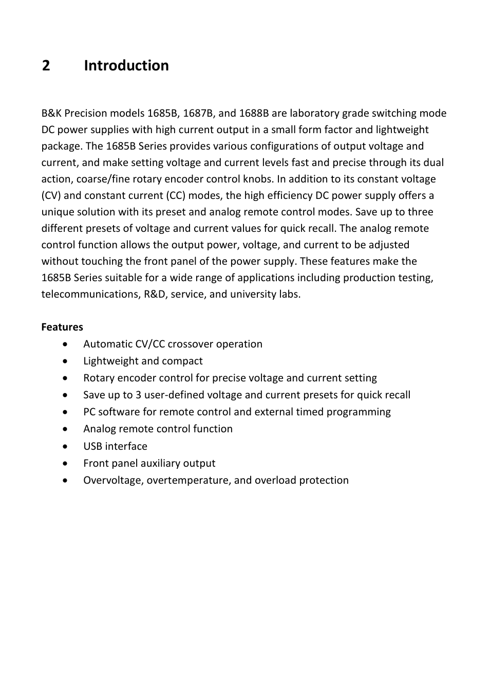 2 introduction, Introduction, 2introduction | B&K Precision 1688B - Manual User Manual | Page 8 / 42