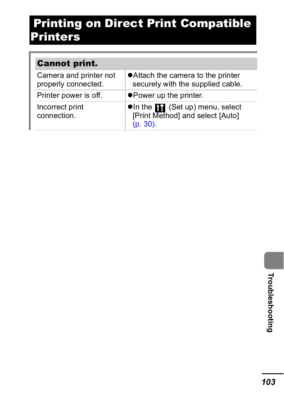 Printing on direct print compatible printers | Canon IXUS 60 User Manual | Page 105 / 131
