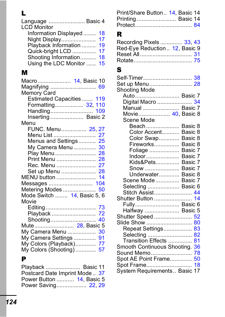 124 l | Canon IXUS 60 User Manual | Page 126 / 131
