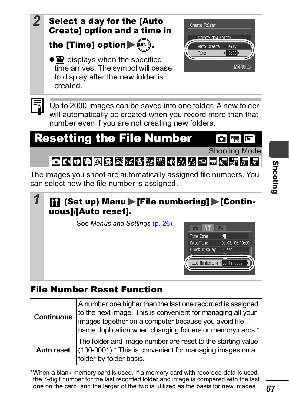 Resetting the file number, P. 67 | Canon IXUS 60 User Manual | Page 69 / 131