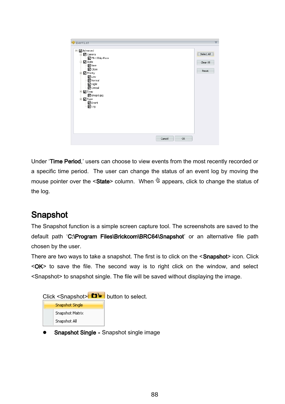 Snapshot | Brickcom BRC-64 User Manual | Page 88 / 99