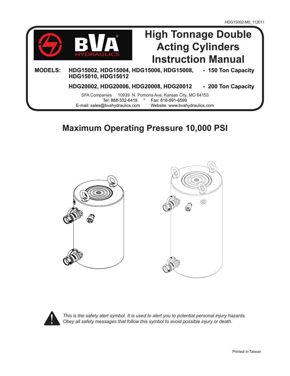 BVA Hydraulics HDG20012 User Manual | 8 pages