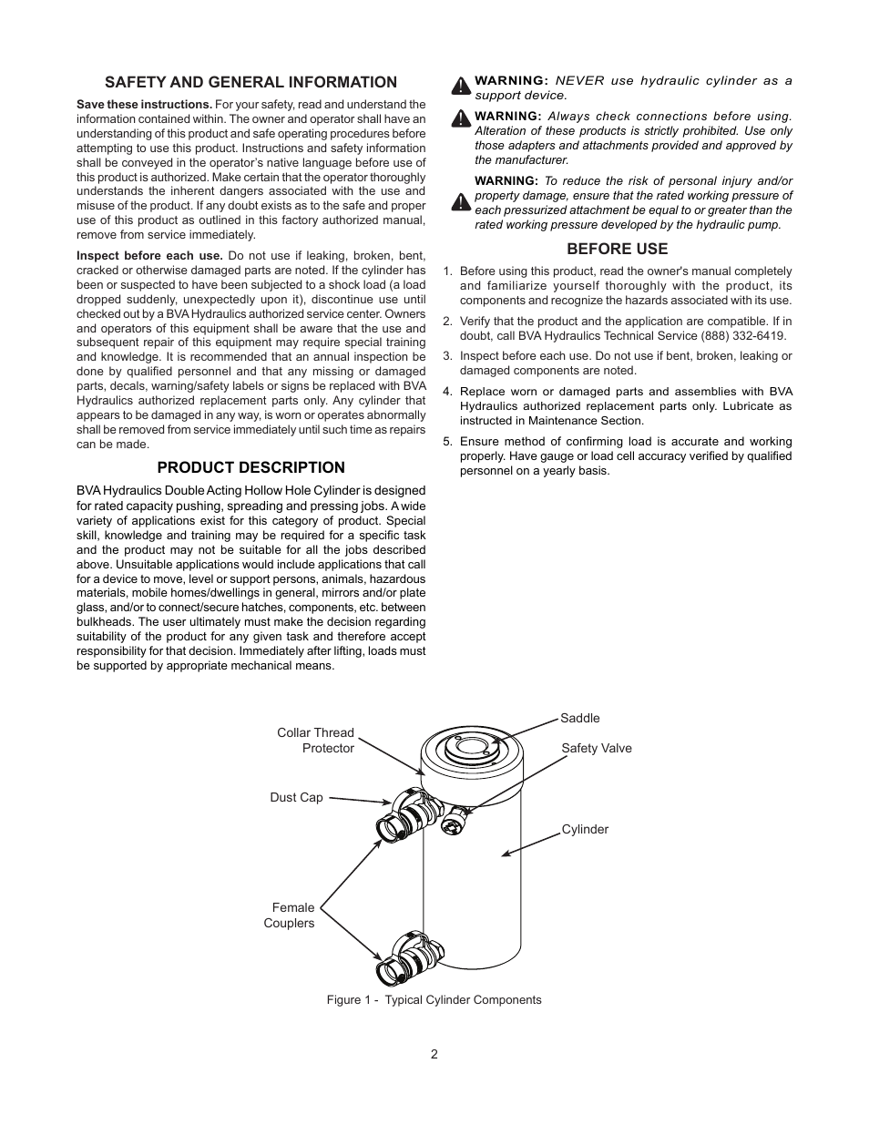 BVA Hydraulics HDC15008 User Manual | Page 2 / 42