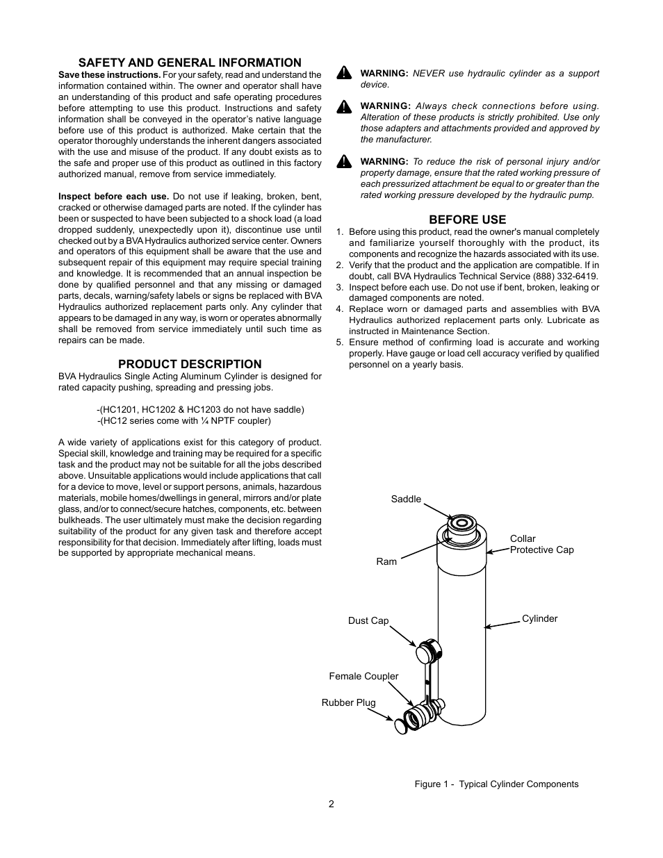 BVA Hydraulics HU5010T User Manual | Page 2 / 16