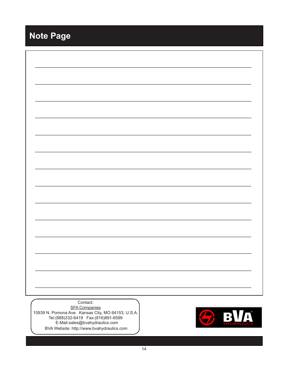 BVA Hydraulics PS33L User Manual | Page 14 / 16