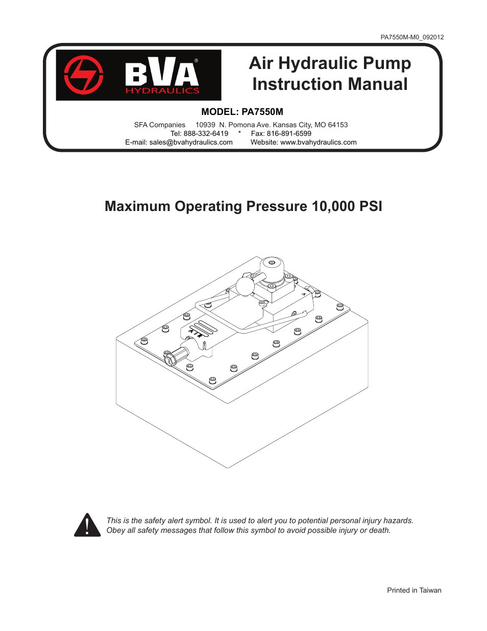 BVA Hydraulics PA7550M User Manual | 8 pages
