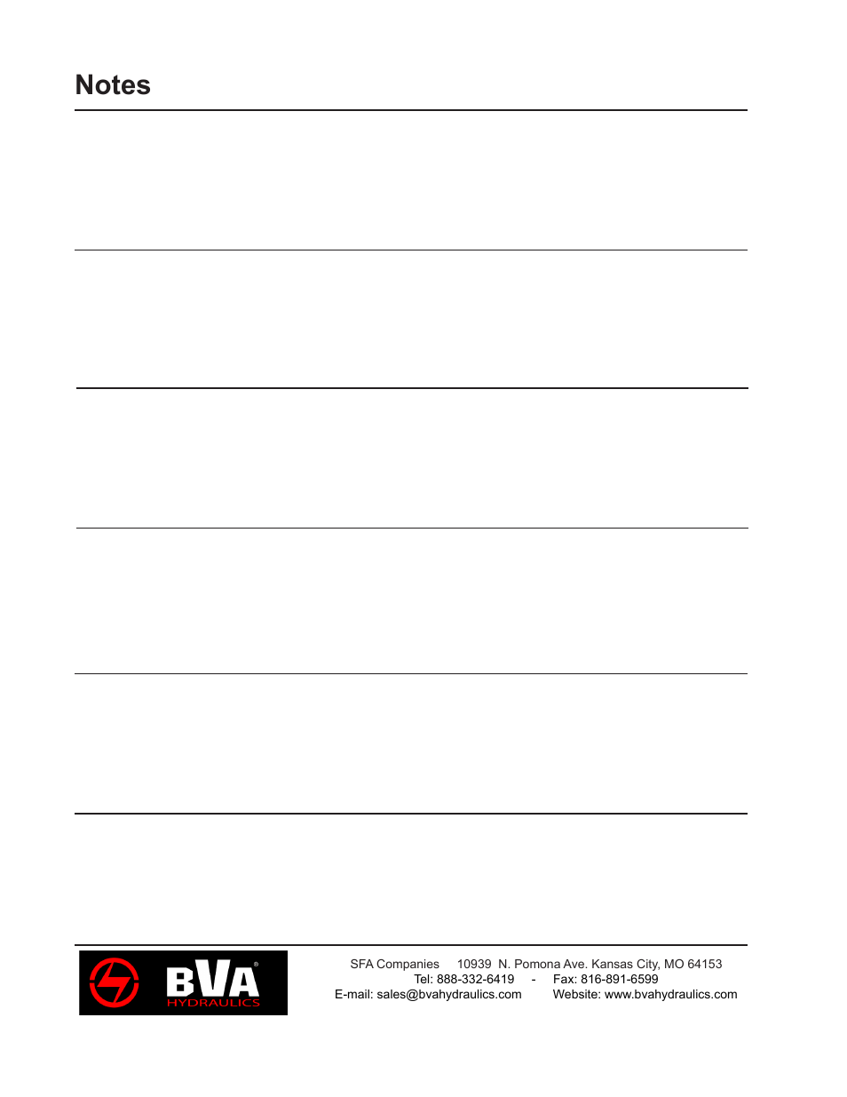 BVA Hydraulics PAR1703, PARD1701, PARD1703, PARM1703 User Manual | Page 13 / 13