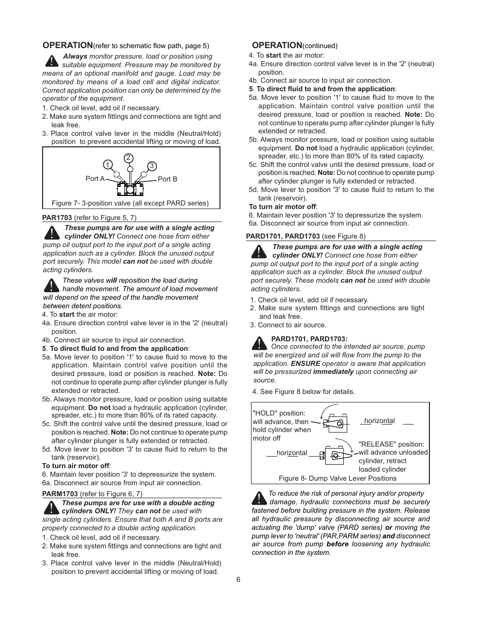 BVA Hydraulics PAR1703, PARD1701, PARD1703, PARM1703 User Manual | Page 6 / 13