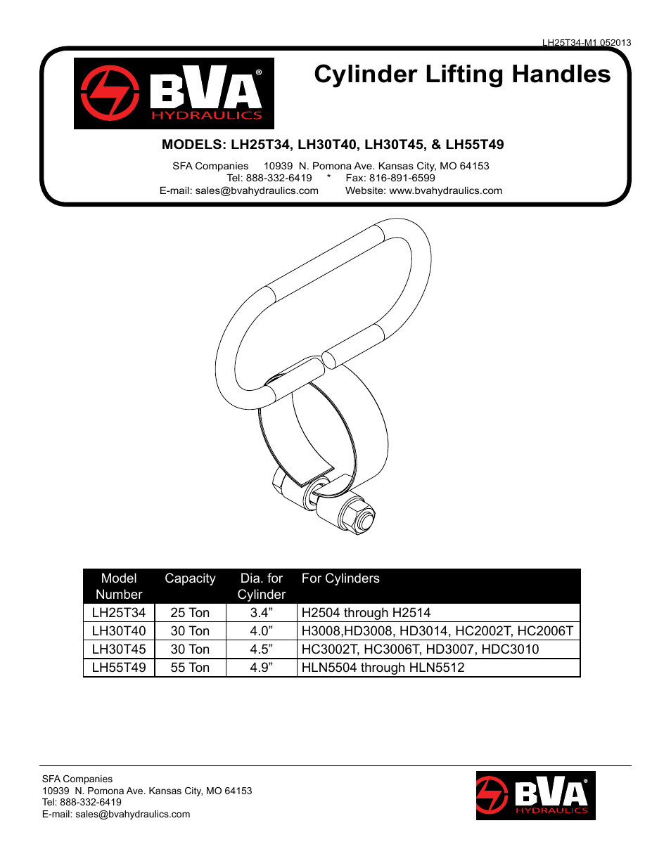 BVA Hydraulics LH25T34, LH30T40, LH30T45, LH55T49 User Manual | 1 page
