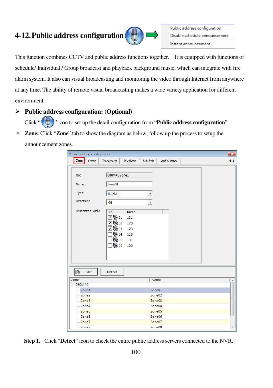 12. public address configuration | I-View AnyNet-0401Mini Embedded NVR User Manual | Page 100 / 169