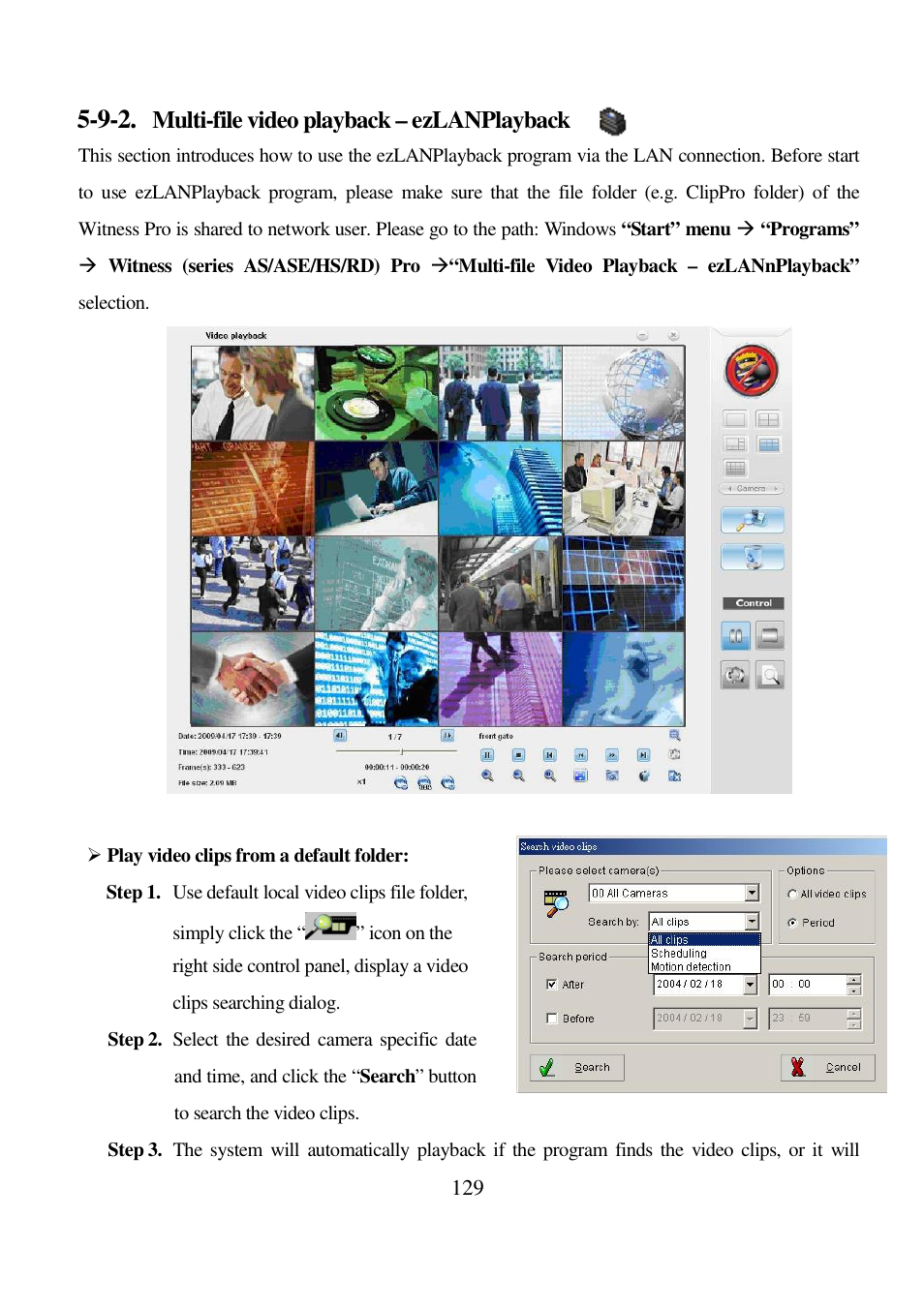 Multi-file video playback – ezlanplayback | I-View AnyNet-0401Mini Embedded NVR User Manual | Page 129 / 169