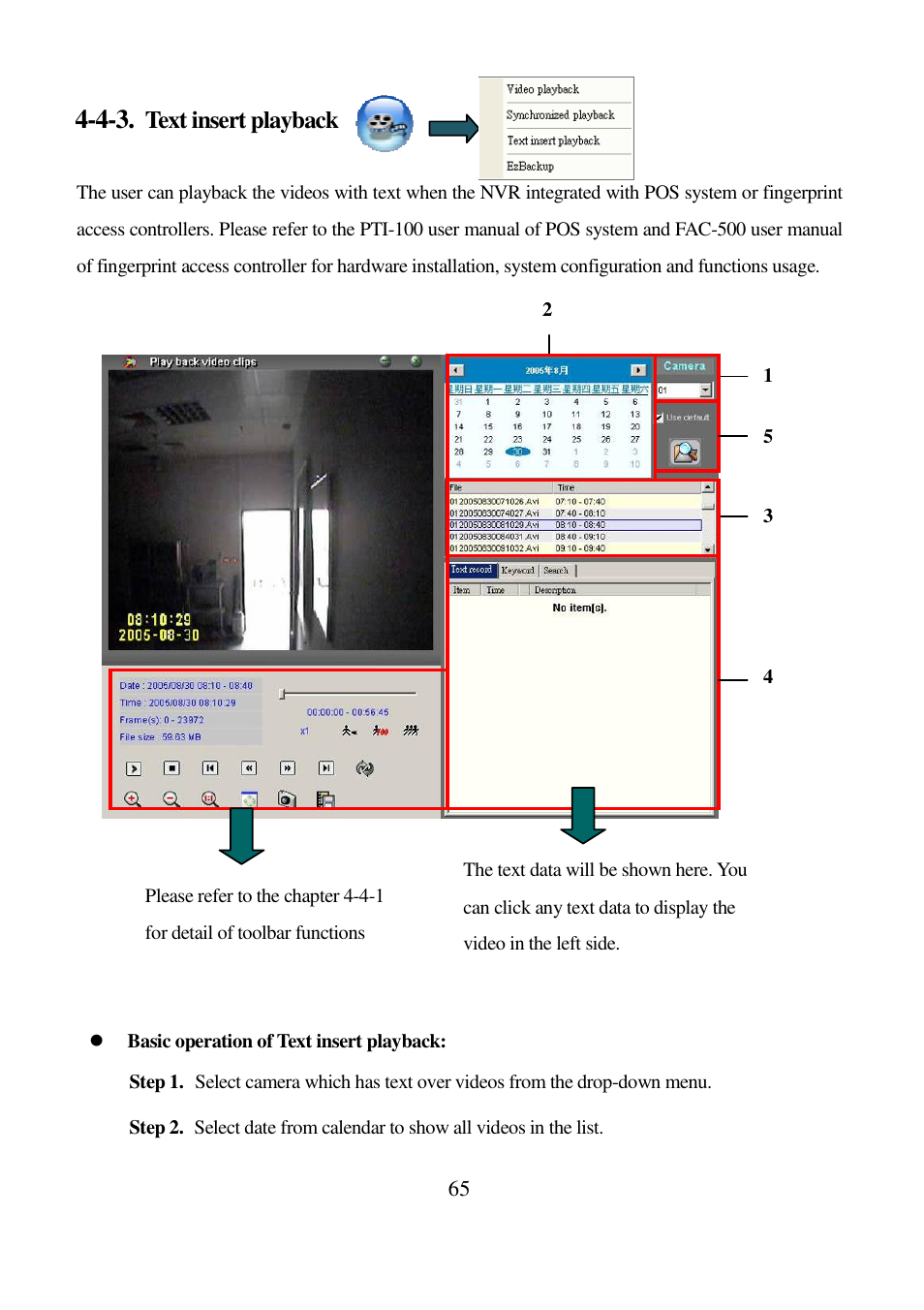 Text insert playback | I-View AnyNet-0401Mini Embedded NVR User Manual | Page 65 / 169