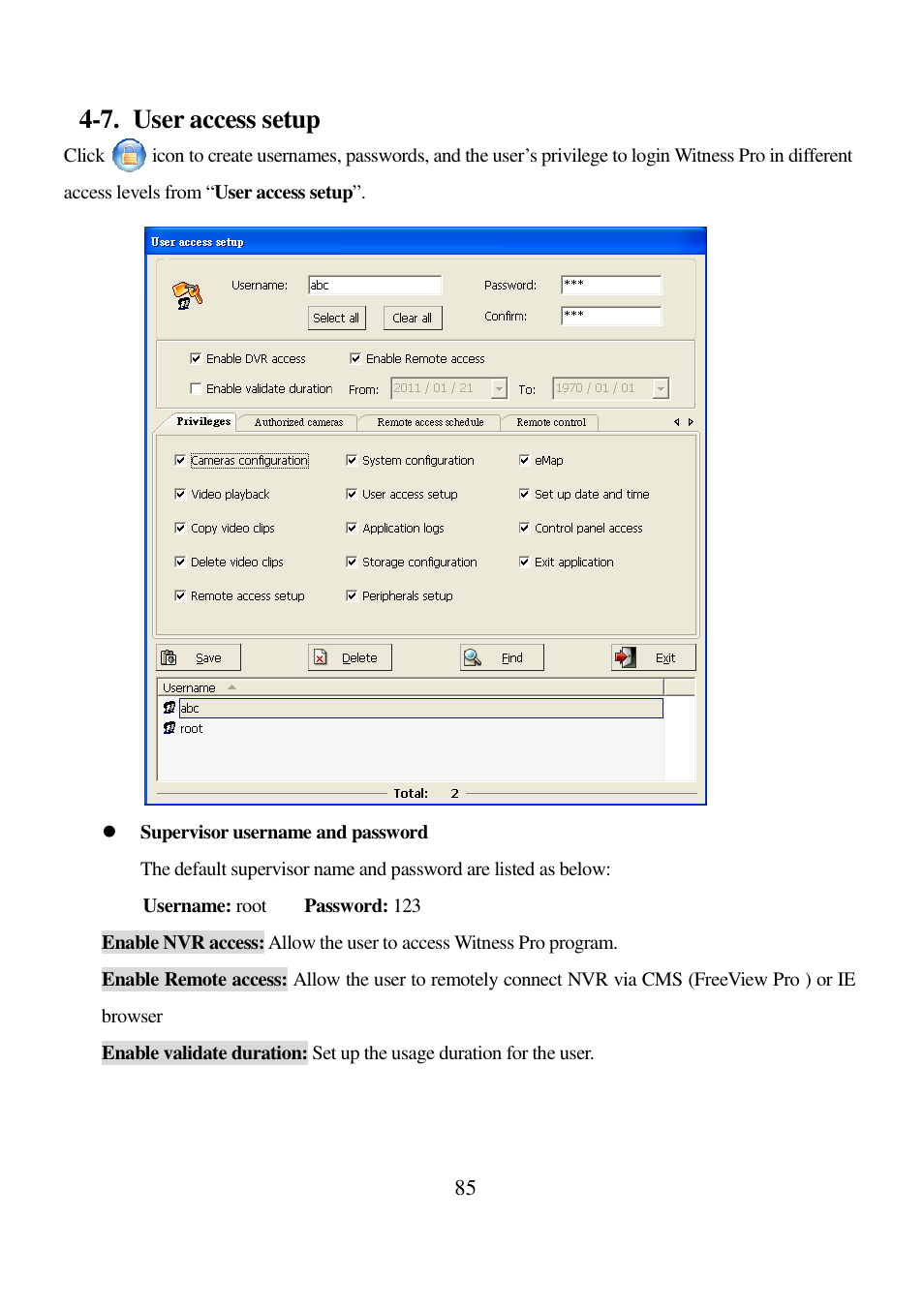 7. user access setup | I-View AnyNet-0401Mini Embedded NVR User Manual | Page 85 / 169