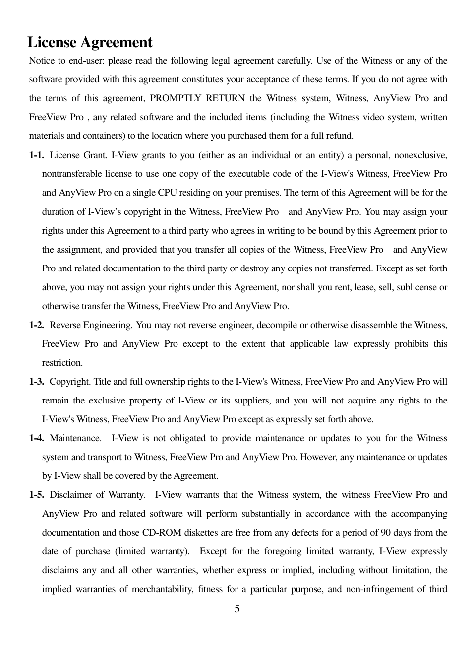 License agreement | I-View Digi-4800XP 16 channels Hybrid Embedded DVR User Manual | Page 5 / 48