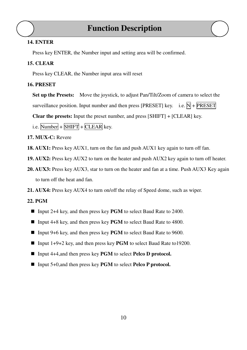 Function description | I-View FSKY-100 3D/4D Joystick Keyboard User Manual | Page 10 / 13