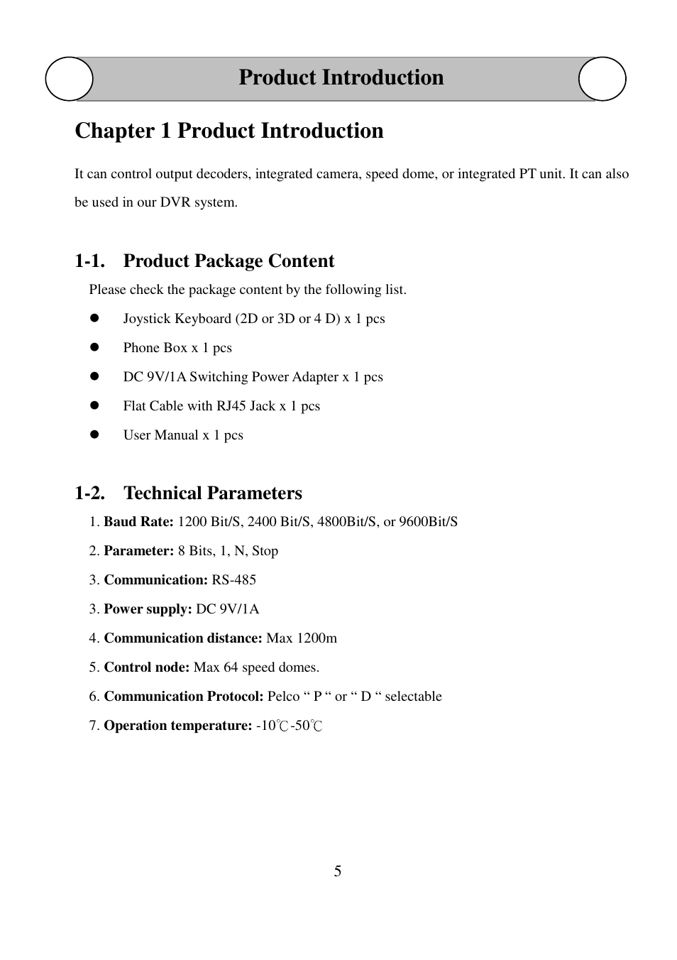 1. product package content, 2. technical parameters | I-View FSKY-100 3D/4D Joystick Keyboard User Manual | Page 5 / 13