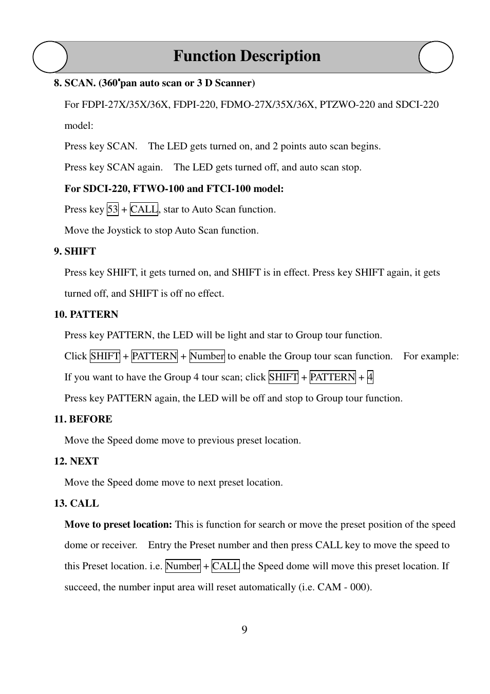 Function description | I-View FSKY-100 3D/4D Joystick Keyboard User Manual | Page 9 / 13