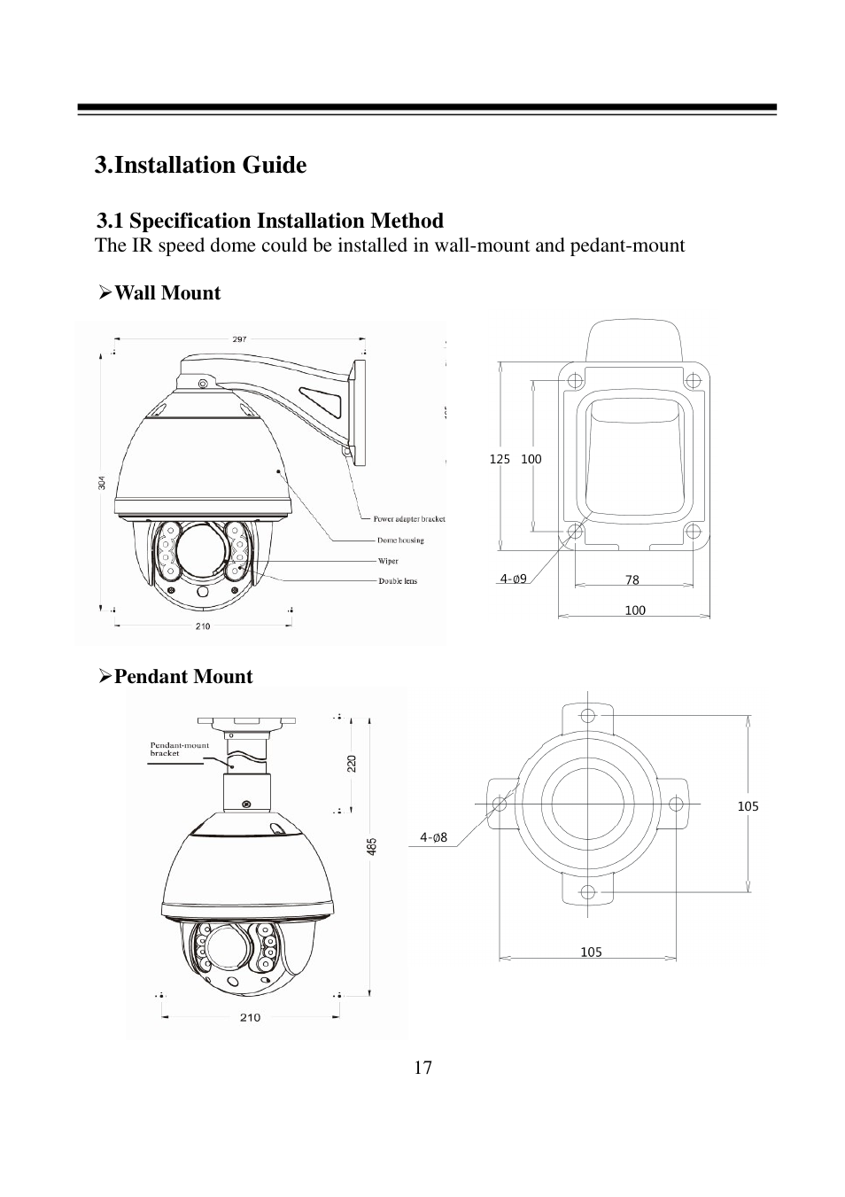 Installation guide | I-View FDMO-2MIP-20XIR IP SpeedDome Network Camera User Manual | Page 18 / 90