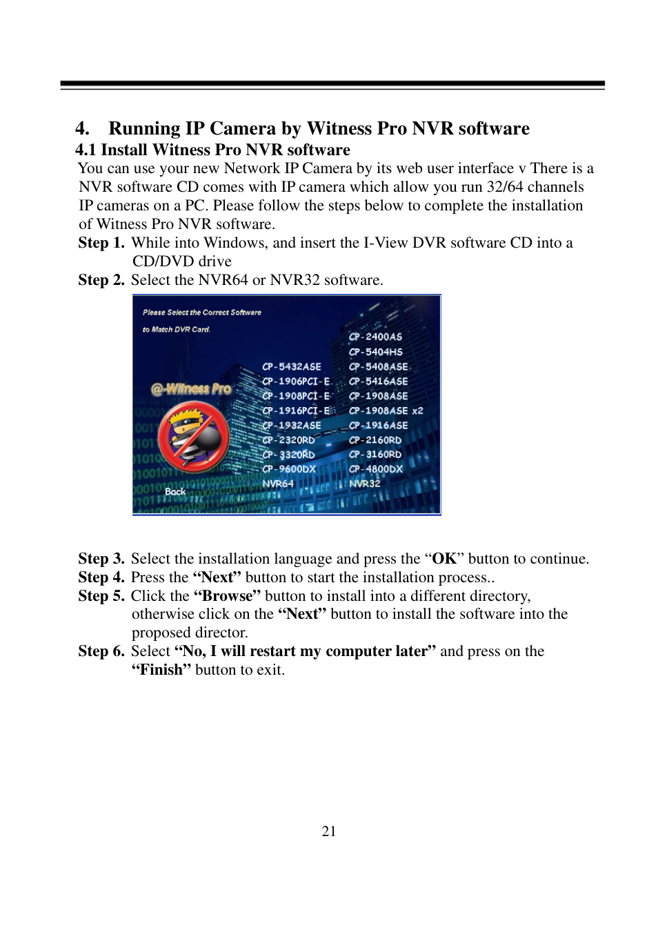 Running ip camera by witness pro nvr software | I-View FDMO-2MIP-20XIR IP SpeedDome Network Camera User Manual | Page 22 / 90