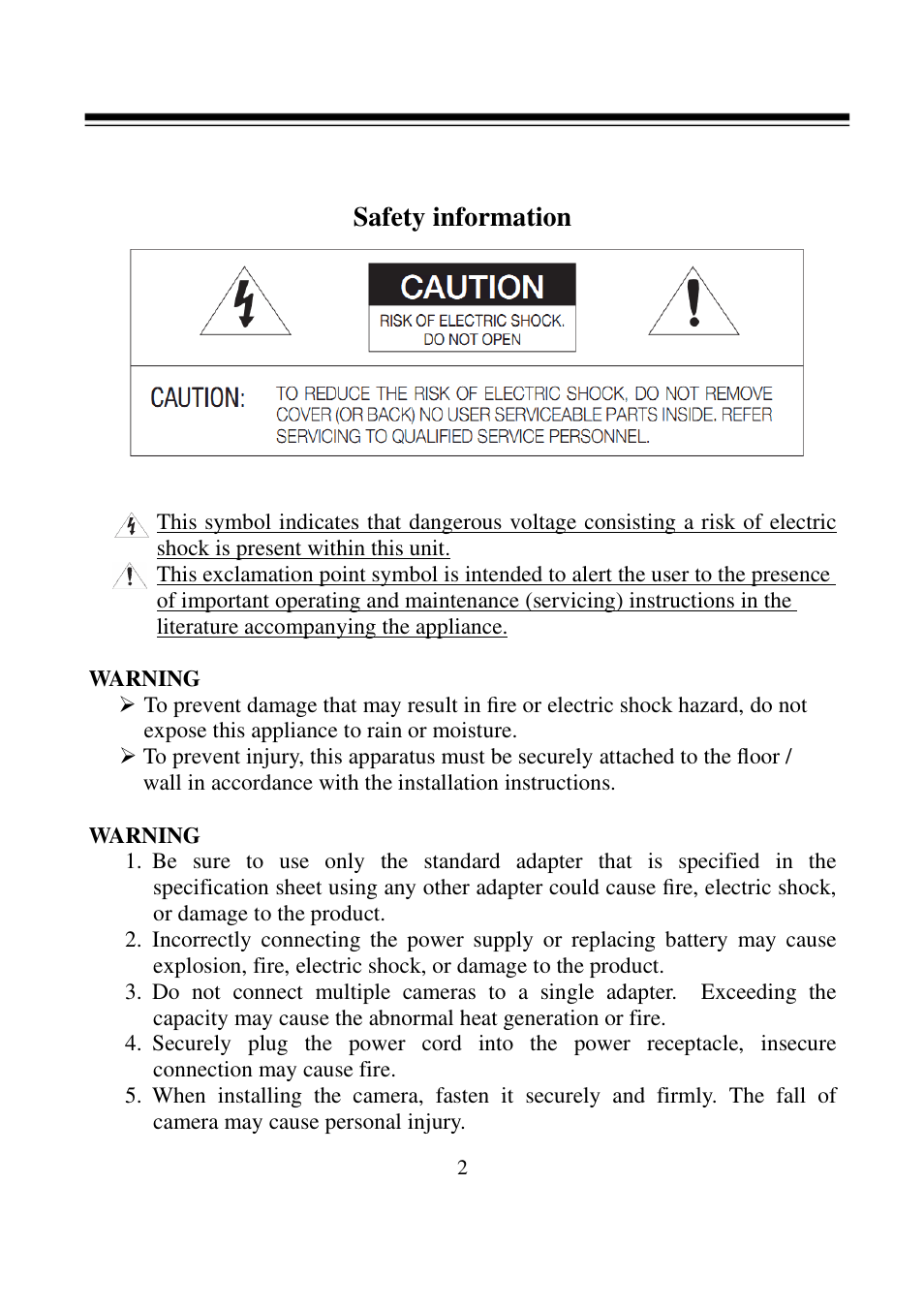 Safety information | I-View FDMO-2MIP-20XIR IP SpeedDome Network Camera User Manual | Page 3 / 90