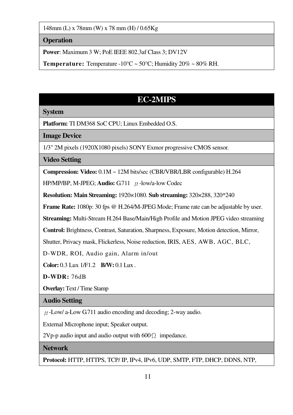 Ec-2mips | I-View EC-5MIPN 5-Megapixels Day/Night Box IP Camera User Manual | Page 11 / 56