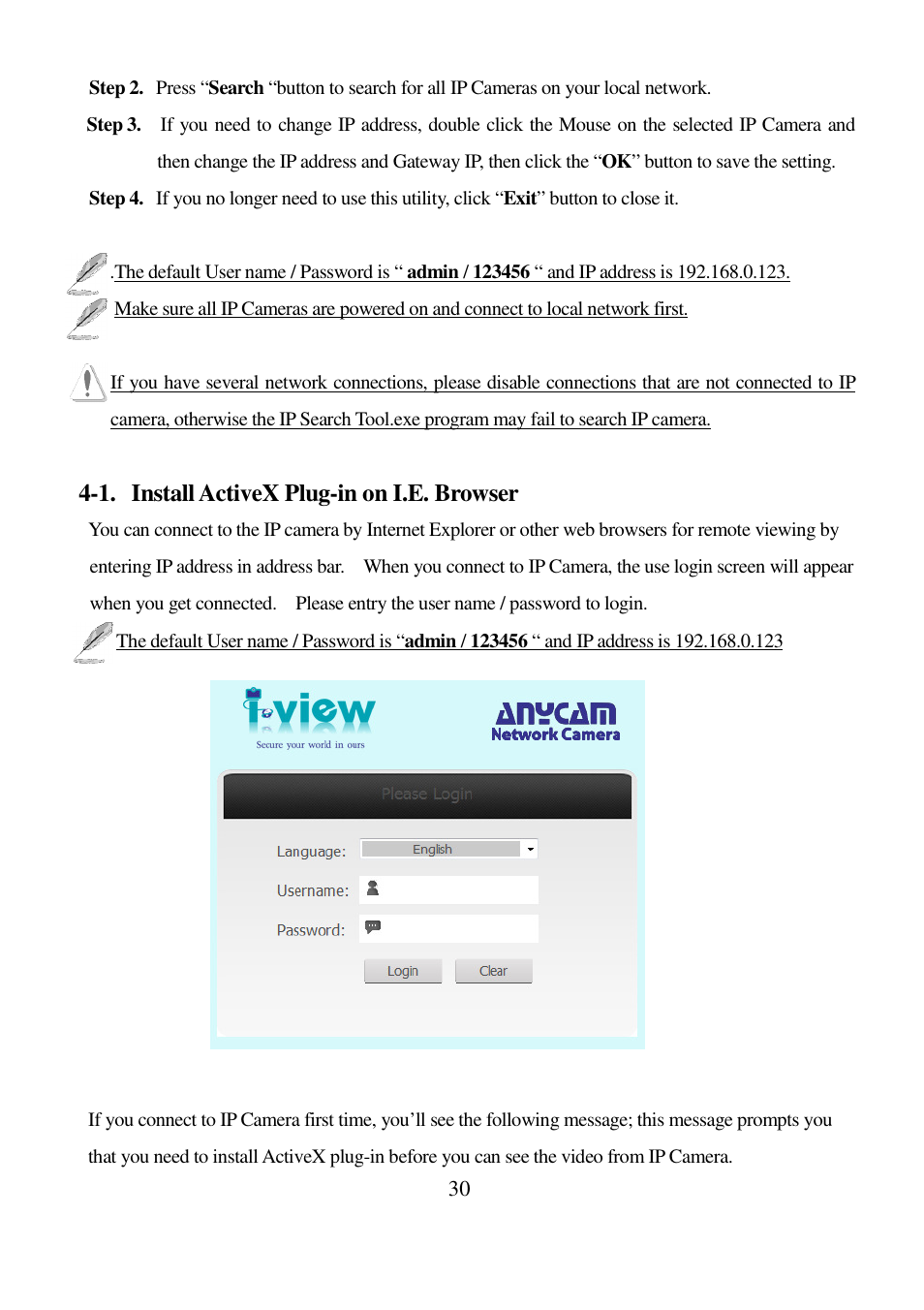 1. install activex plug-in on i.e. browser | I-View IR-5MIPN42 5-Megapixels IR Bullet IP Camera User Manual | Page 30 / 55