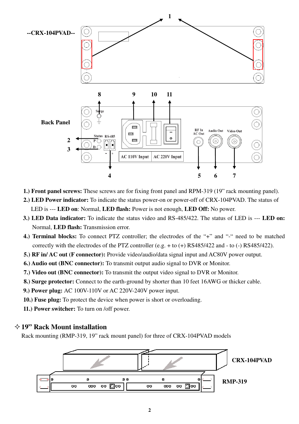 I-View CTX-104PVAD Multi-signals Transmission System User Manual | Page 2 / 4
