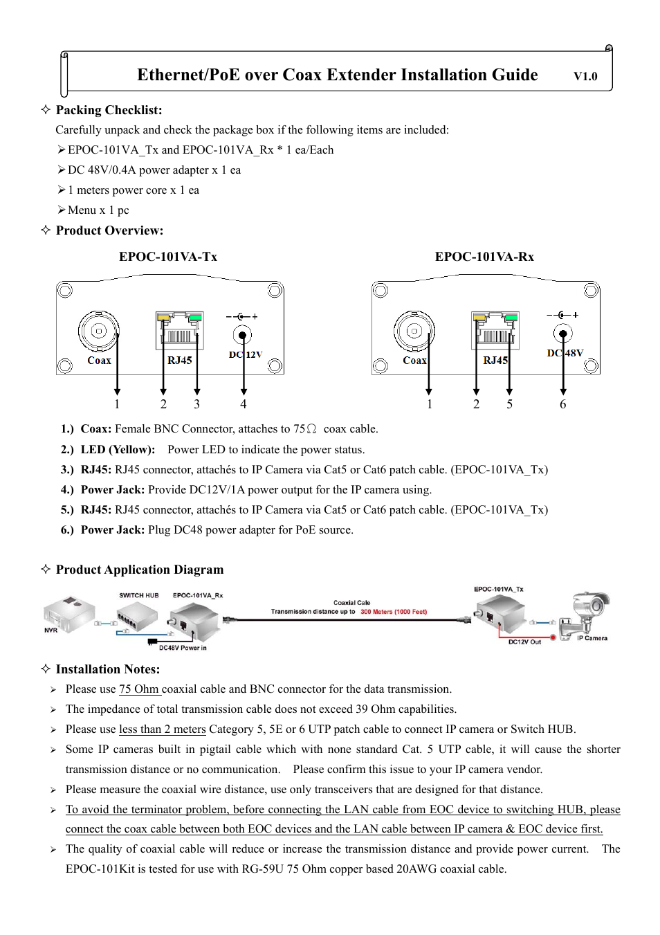 I-View Ethernet/PoE over Coax Extender User Manual | 2 pages