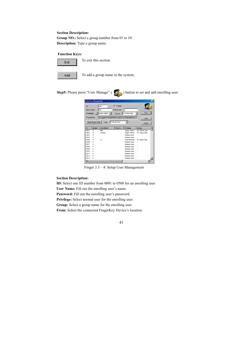 I-View FAC – 500 FingerKey Access Controller DVR User Manual | Page 42 / 103