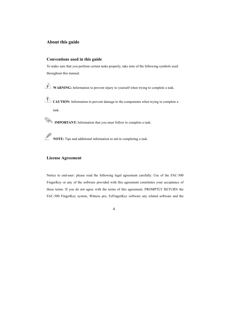 About this guide | I-View FAC – 500 FingerKey Access Controller DVR User Manual | Page 5 / 103