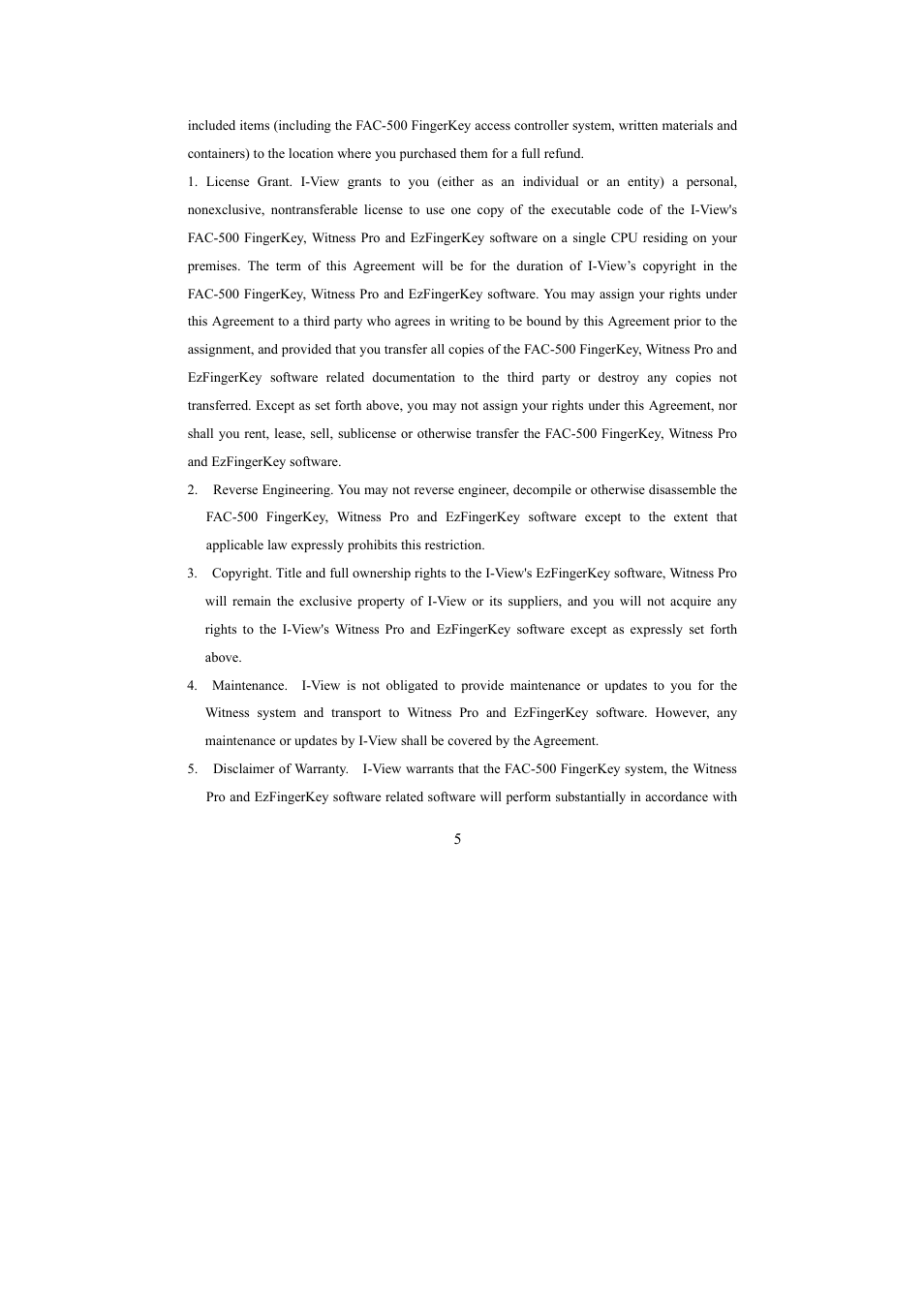 I-View FAC – 500 FingerKey Access Controller DVR User Manual | Page 6 / 103
