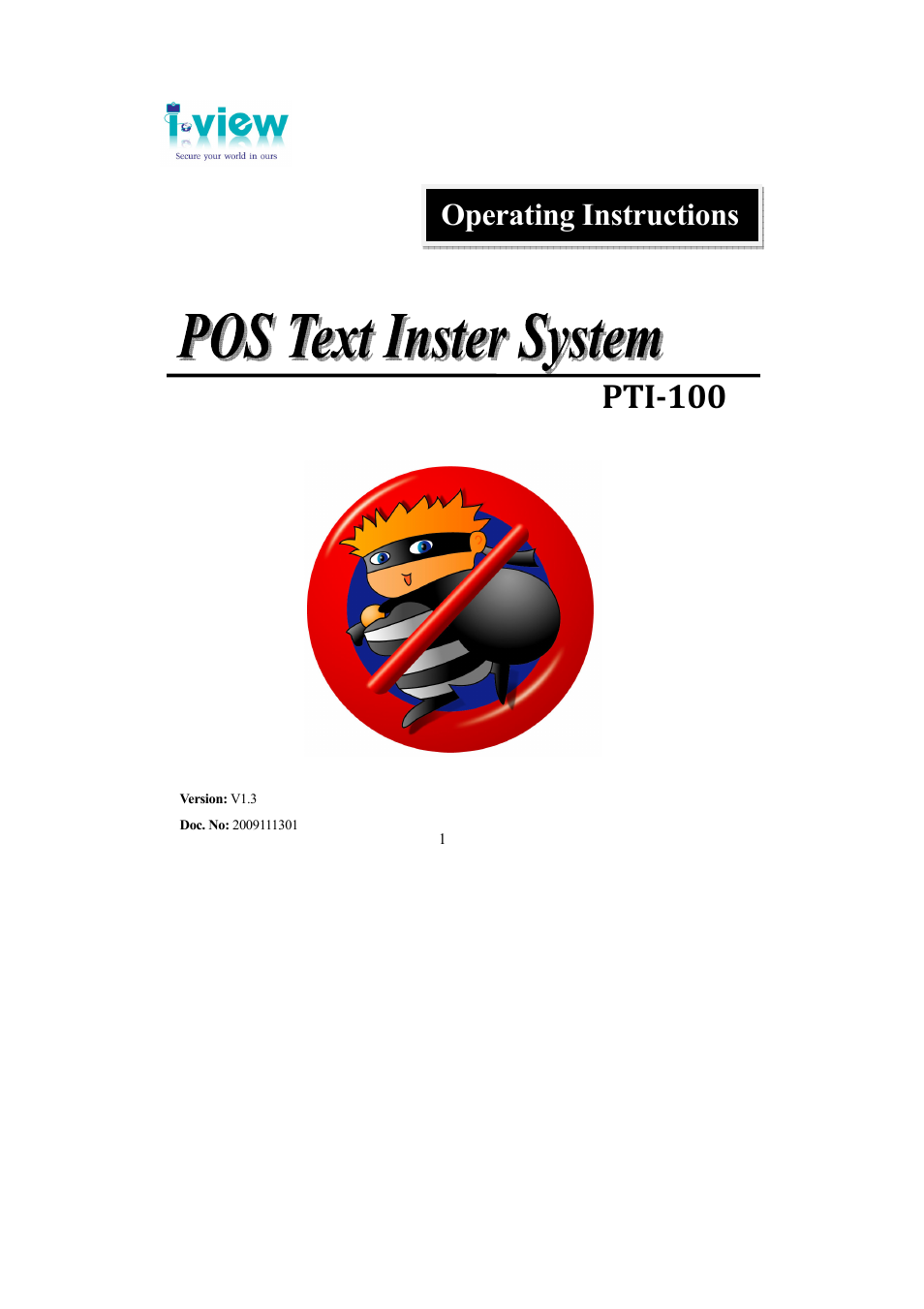 I-View PTI-100 P.O.S. DVR User Manual | 15 pages