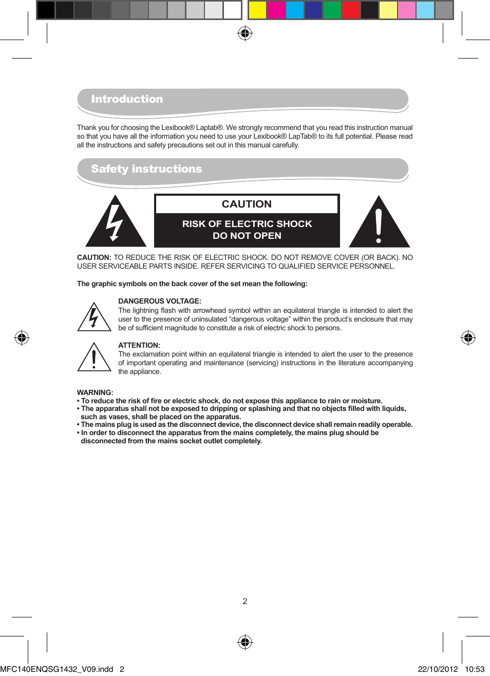 Introduction, Safety instructions, Caution | Lexibook MFC140EN User Manual | Page 2 / 22