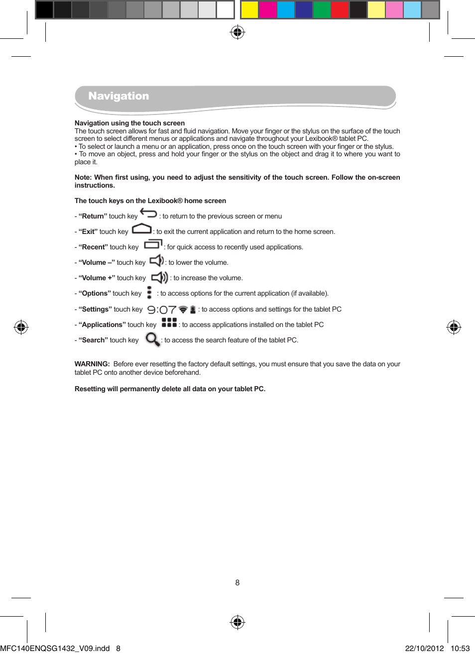 Navigation | Lexibook MFC140EN User Manual | Page 8 / 22