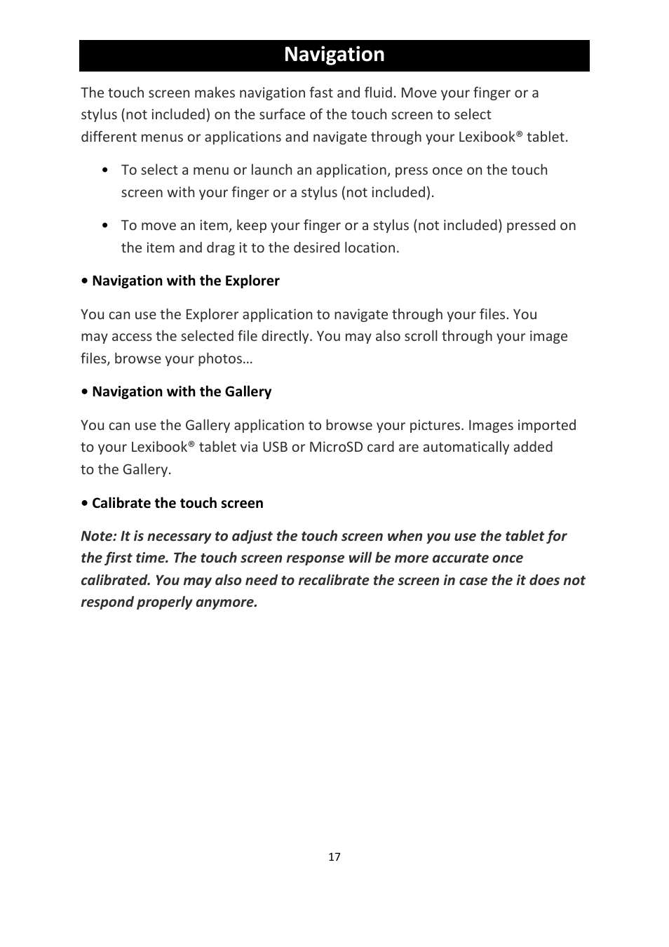 Navigation | Lexibook MFC155EN User Manual | Page 17 / 54