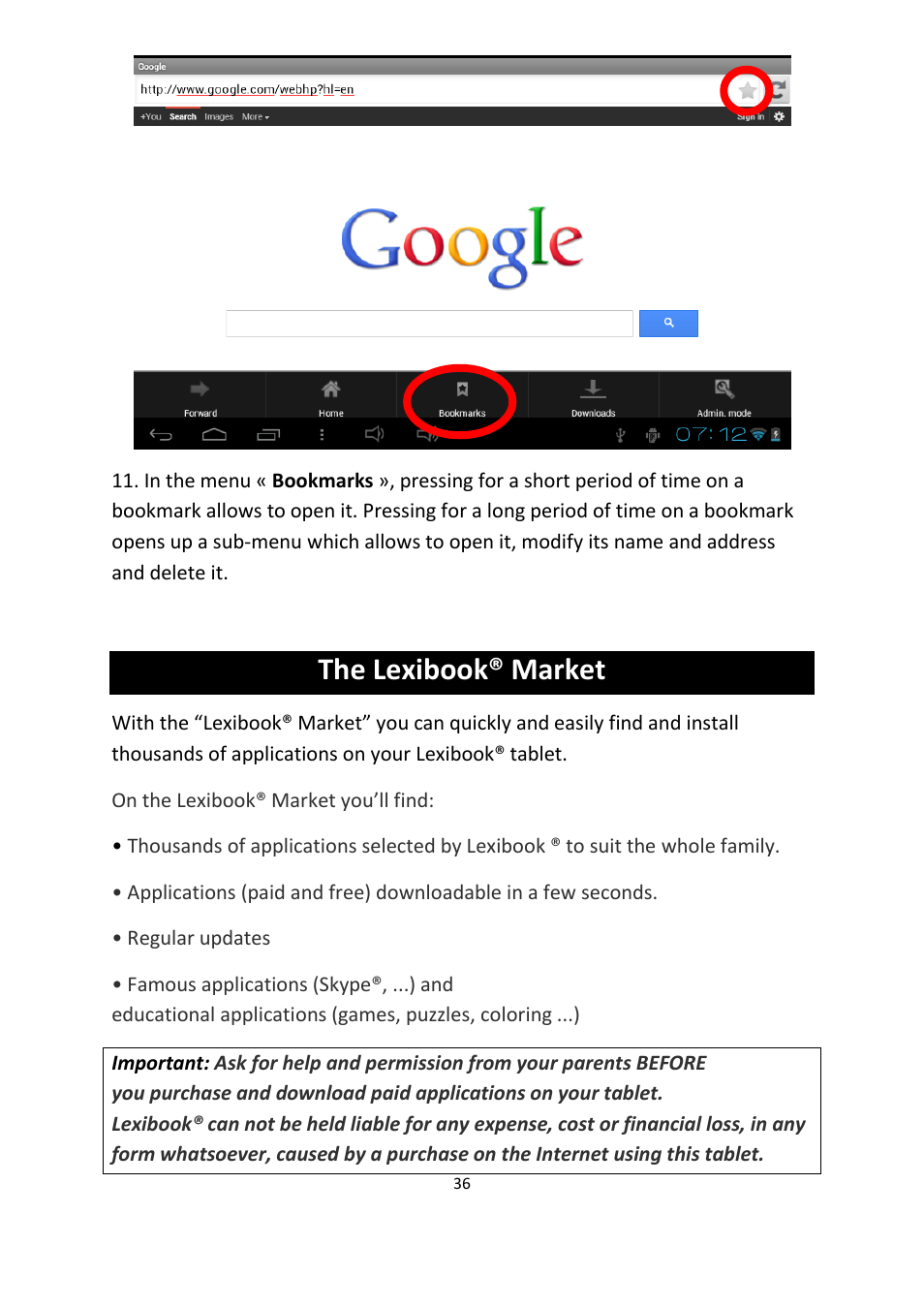 The lexibook® market | Lexibook MFC155EN User Manual | Page 36 / 54