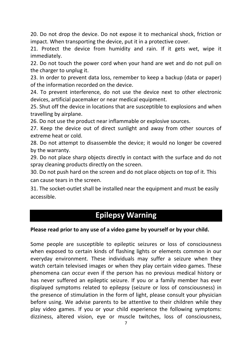 Epilepsy warning | Lexibook MFC155EN User Manual | Page 7 / 54