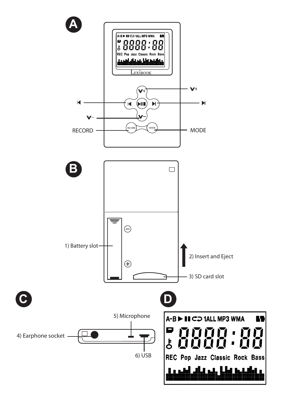 Ab c d | Lexibook DMP63BB User Manual | Page 2 / 51