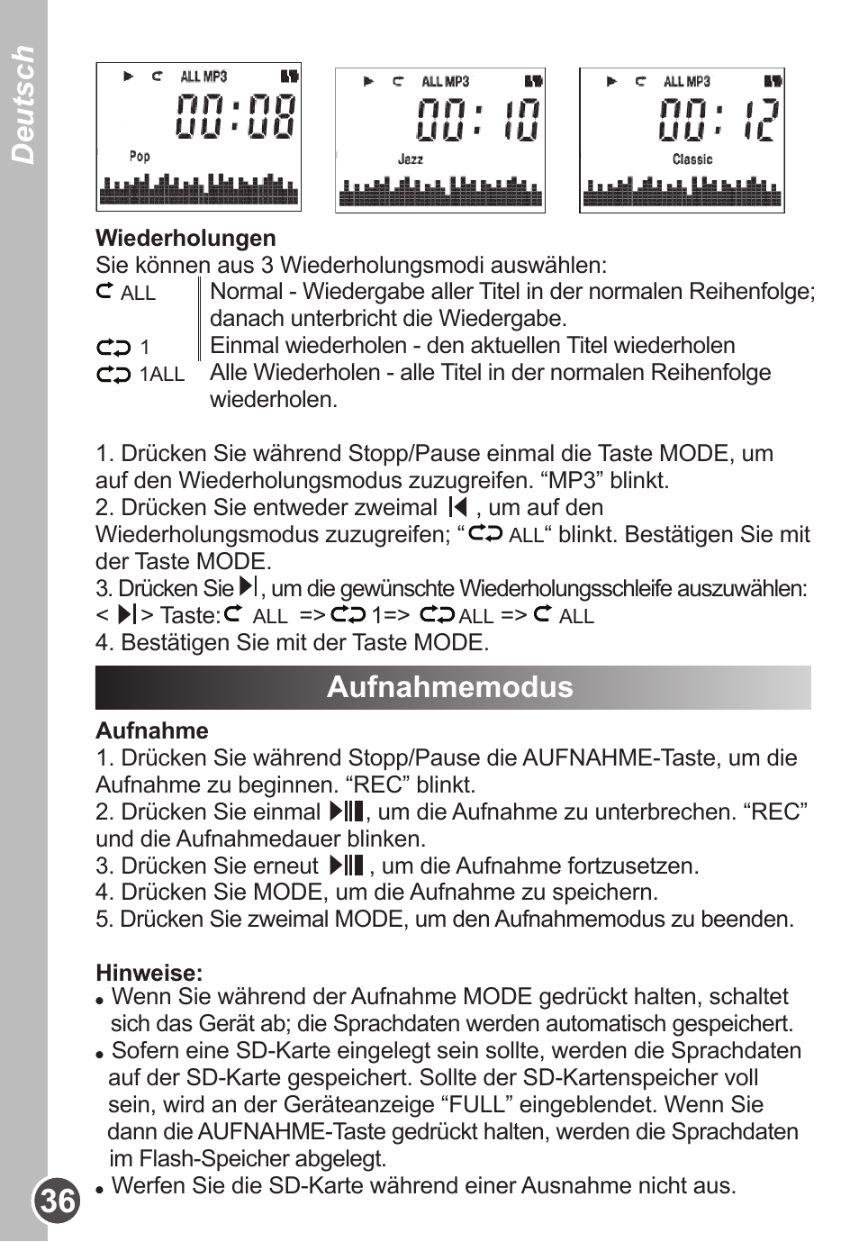 Deutsch | Lexibook DMP63BB User Manual | Page 42 / 51