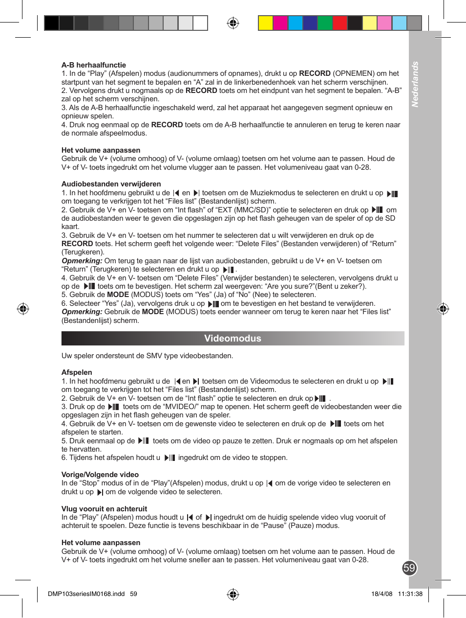 Videomodus | Lexibook DMP103SP User Manual | Page 59 / 66
