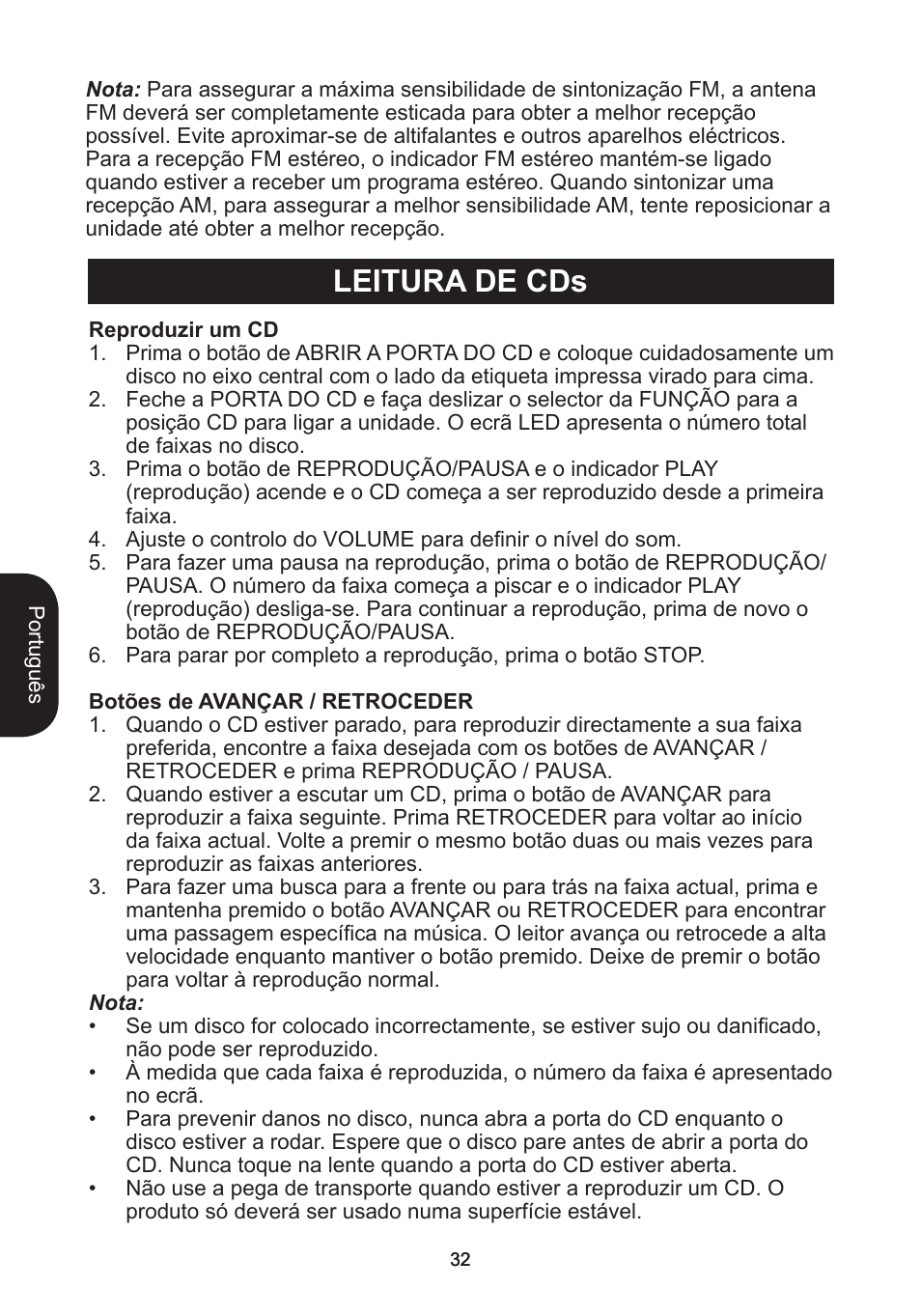 Leitura de cds | Lexibook RCD102TF User Manual | Page 32 / 60