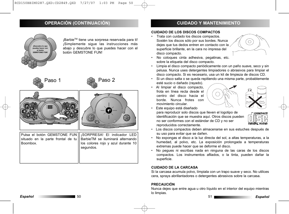 Paso 2, Paso 1 | Lexibook RCD150BB User Manual | Page 26 / 62