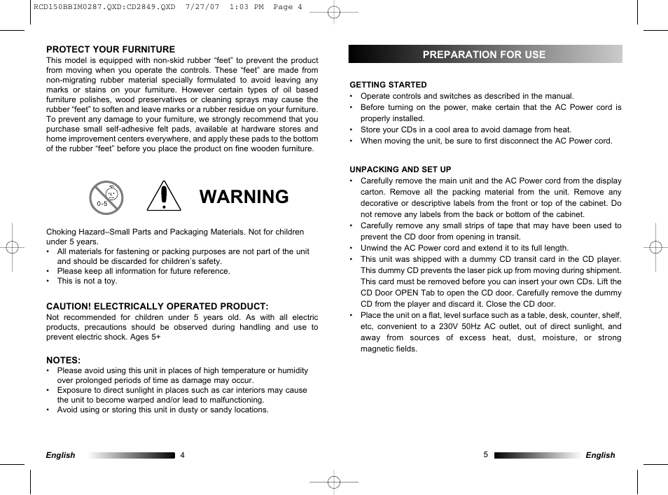 Warning | Lexibook RCD150BB User Manual | Page 3 / 62
