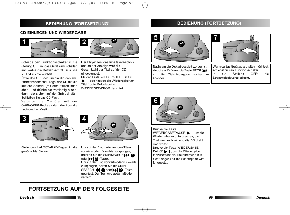Fortsetzung auf der folgeseite | Lexibook RCD150BB User Manual | Page 50 / 62