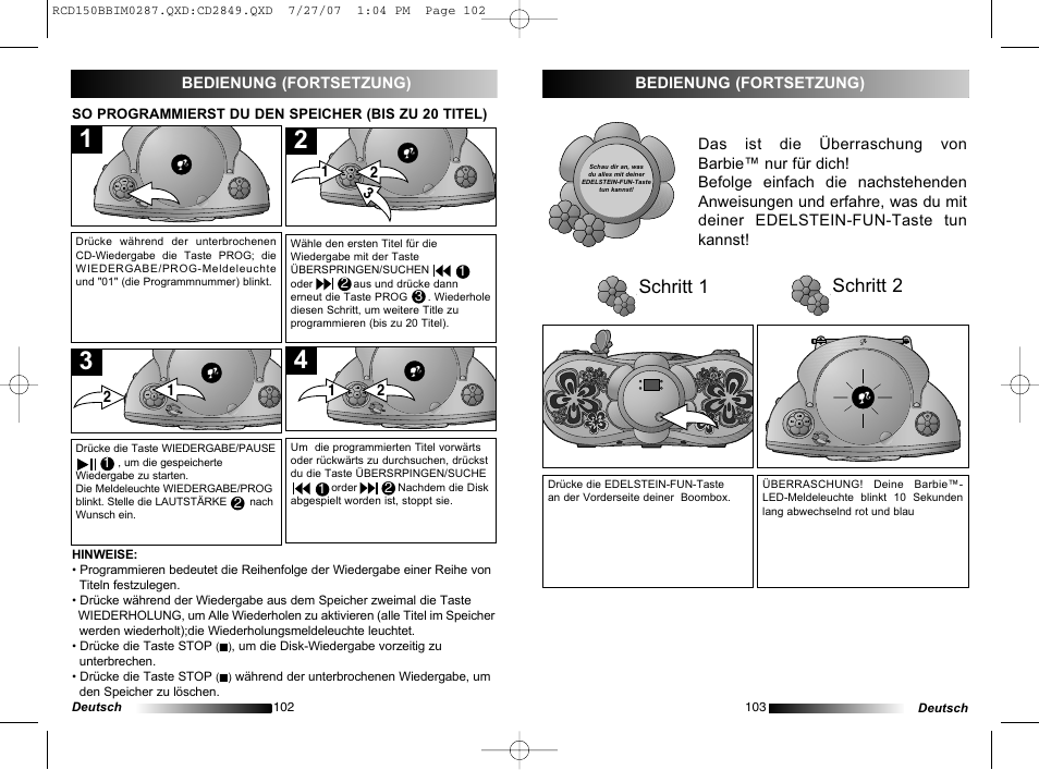 Schritt 2, Schritt 1 | Lexibook RCD150BB User Manual | Page 52 / 62