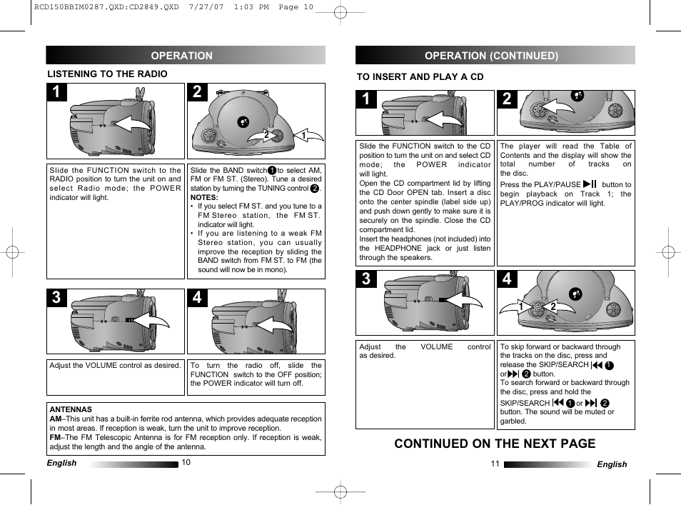 Continued on the next page | Lexibook RCD150BB User Manual | Page 6 / 62