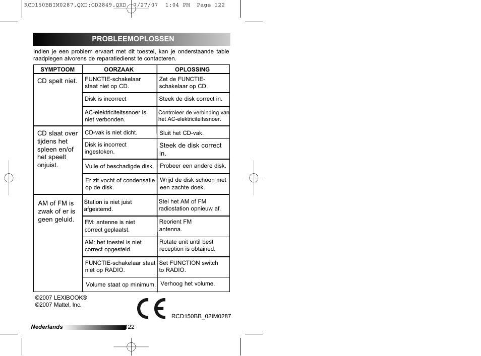Lexibook RCD150BB User Manual | Page 62 / 62
