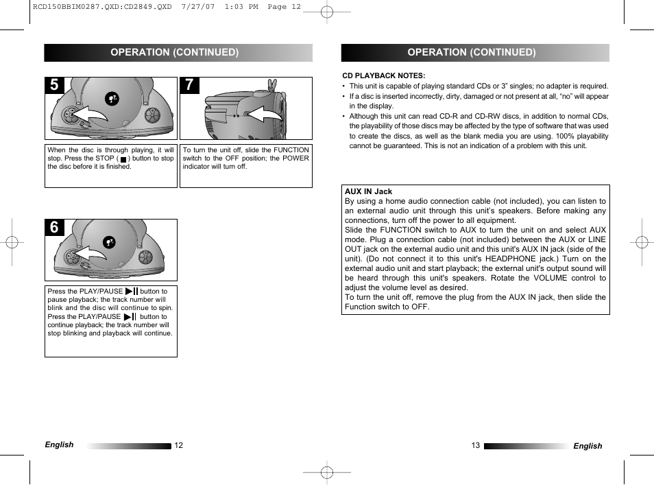 Lexibook RCD150BB User Manual | Page 7 / 62